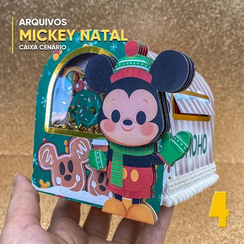 Caixa Natal do Mickey - Arquivo Digital para Recorte - Quatro Cambalhotas