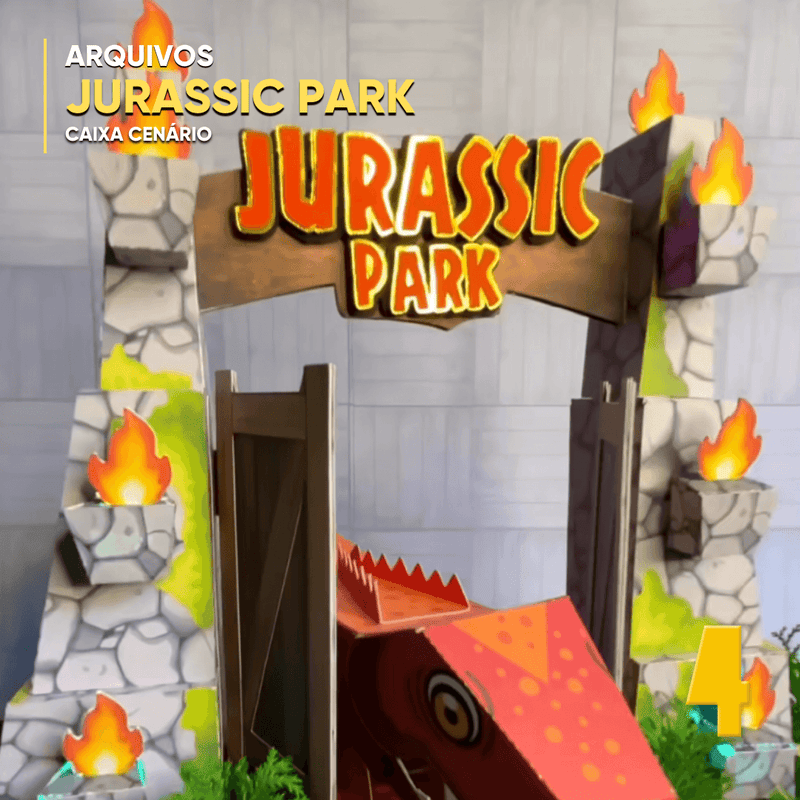 Caixa Jurassic Park - Arquivo Digital para Recorte - Quatro Cambalhotas