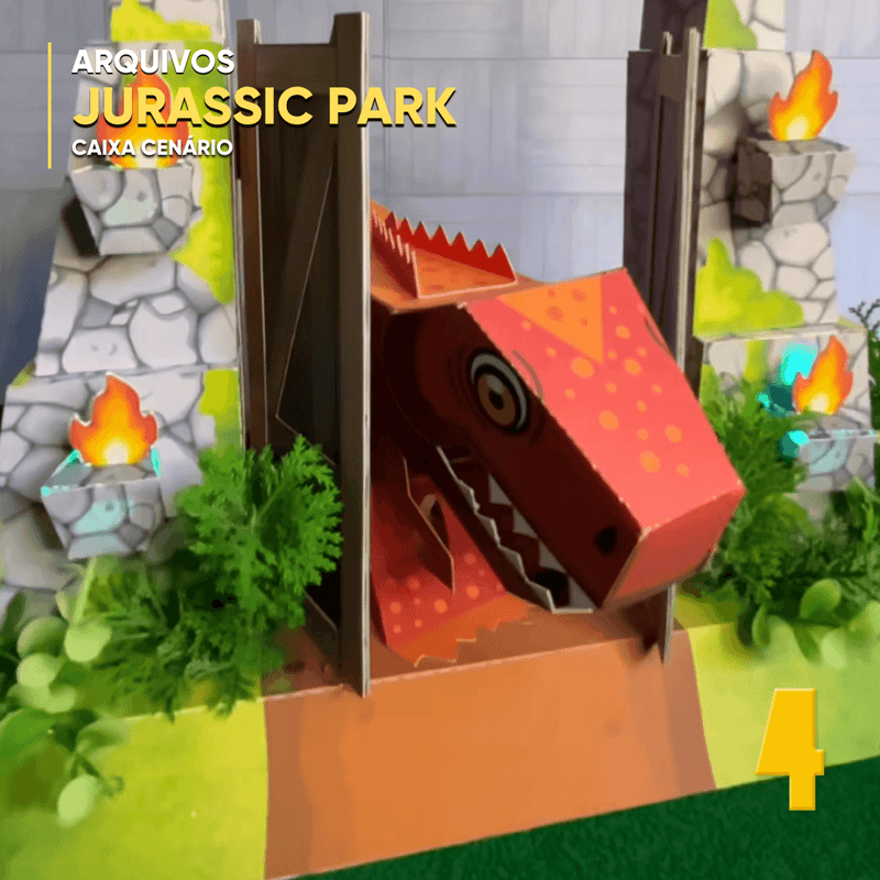 Caixa Jurassic Park - Arquivo Digital para Recorte - Quatro Cambalhotas