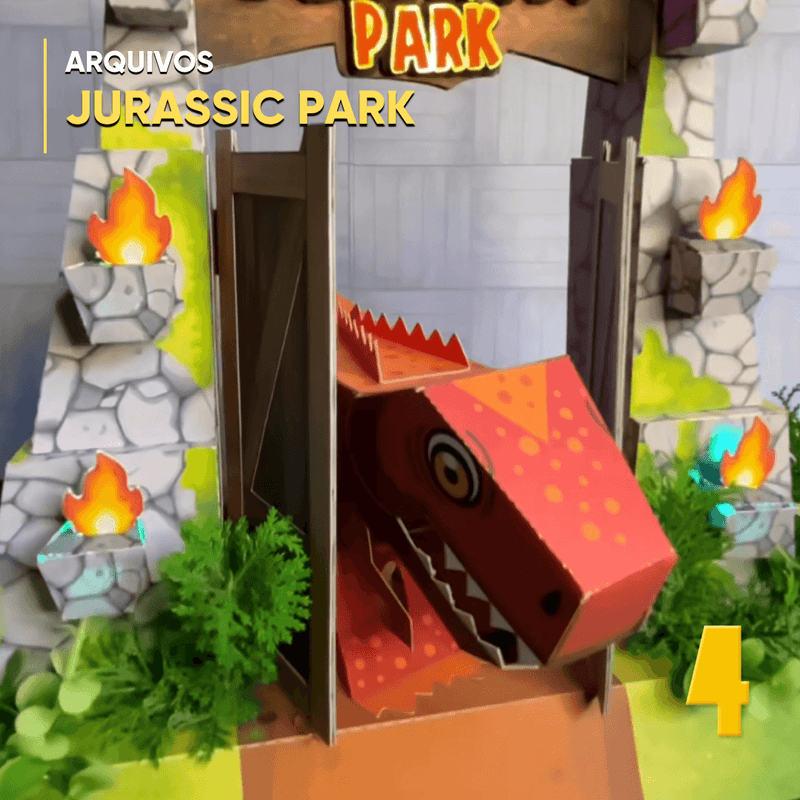 Caixa Jurassic Park - Arquivo Digital para Recorte - Quatro Cambalhotas