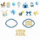 Kit Digital Circo Azul – Cliparts, Papéis Digitais e Fontes - Quatro Cambalhotas