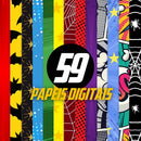 Kit Digital Heróis Cute – Cliparts, Papéis Digitais e Fontes