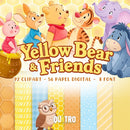 Kit Digital YELLOW BEAR & FRIENDS • WINNIE POOH – Cliparts, Papéis Digitais e Fontes