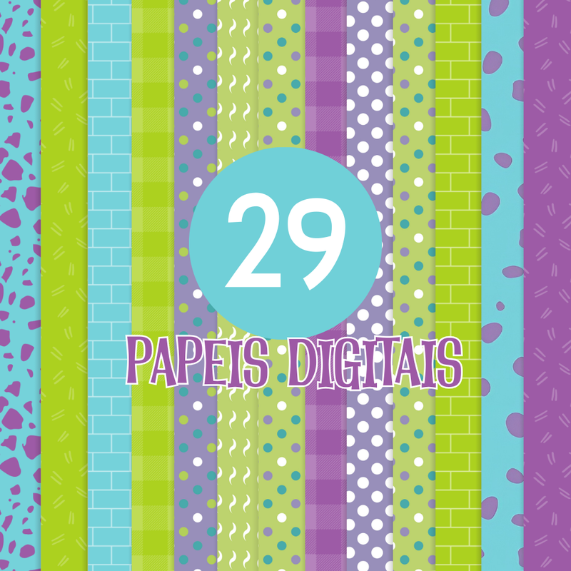 Kit digital Monstros S.A – com cliparts, papéis e fontes para festas e papelaria infantil