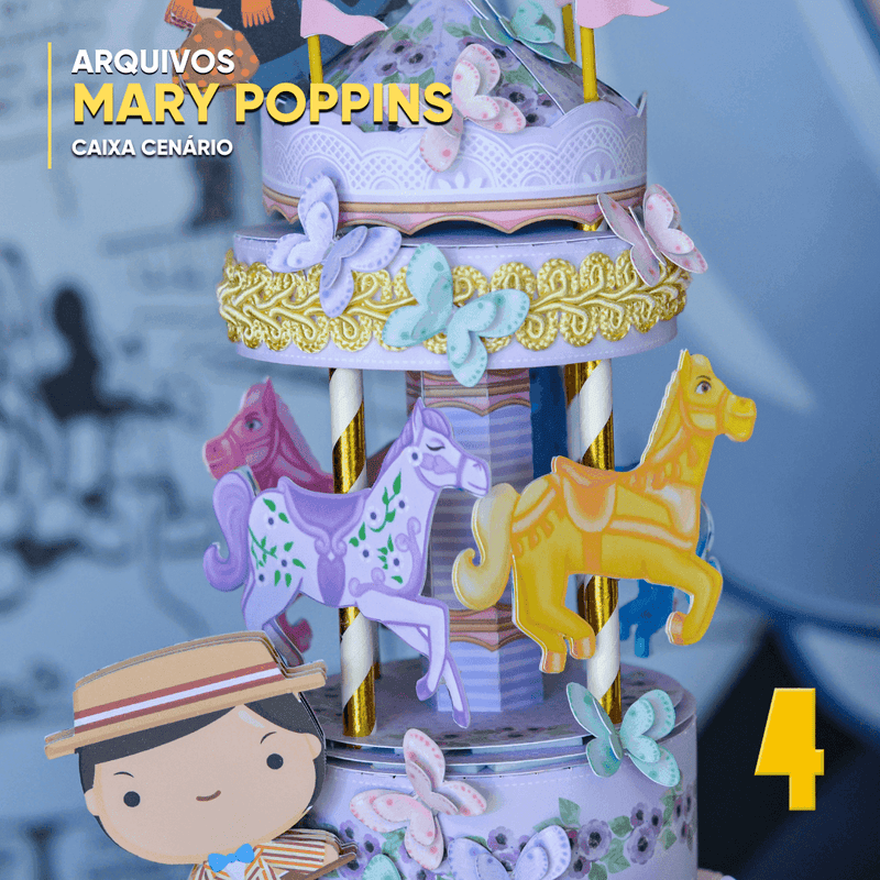 Caixa Mary Poppins - Arquivo Digital para Recorte - Quatro Cambalhotas