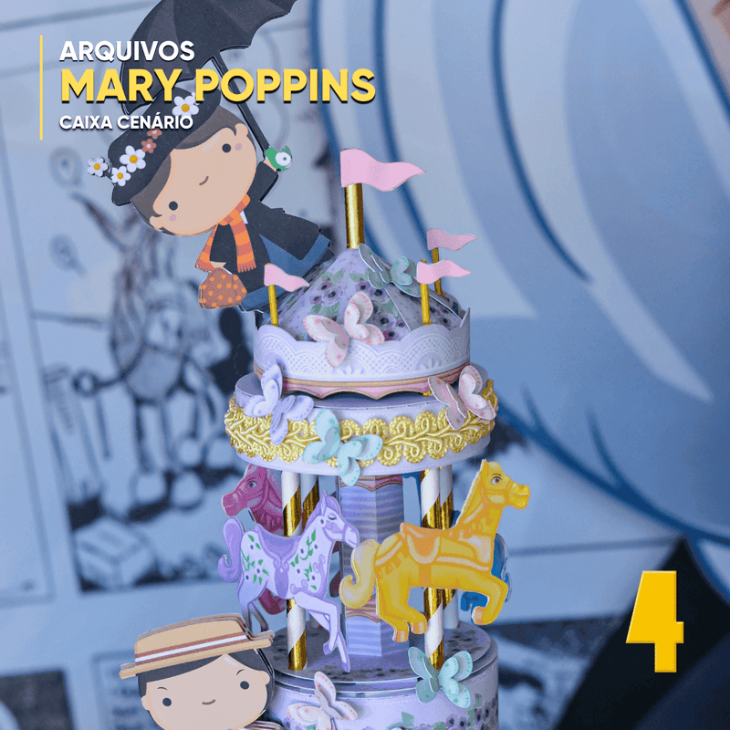 Caixa Mary Poppins - Arquivo Digital para Recorte - Quatro Cambalhotas