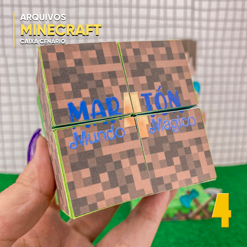 Caixa Convite Minecraft - Arquivo Digital para Recorte