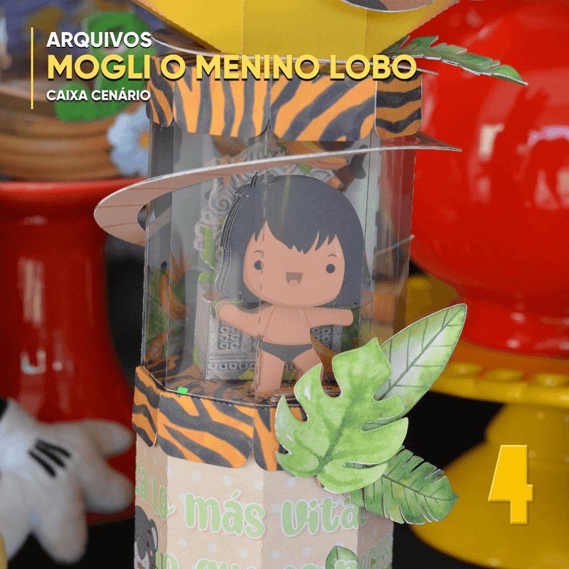 Caixa Mogli o Menino Lobo - Arquivo Digital para Recorte - Quatro Cambalhotas