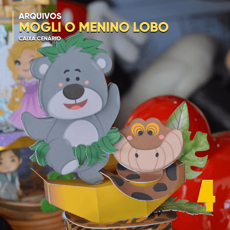 Caixa Mogli o Menino Lobo - Arquivo Digital para Recorte - Quatro Cambalhotas