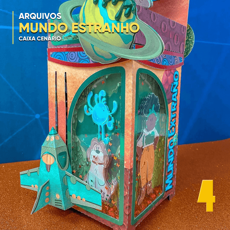 Caixa Mundo Estranho - Arquivo Digital para Recorte - Quatro Cambalhotas