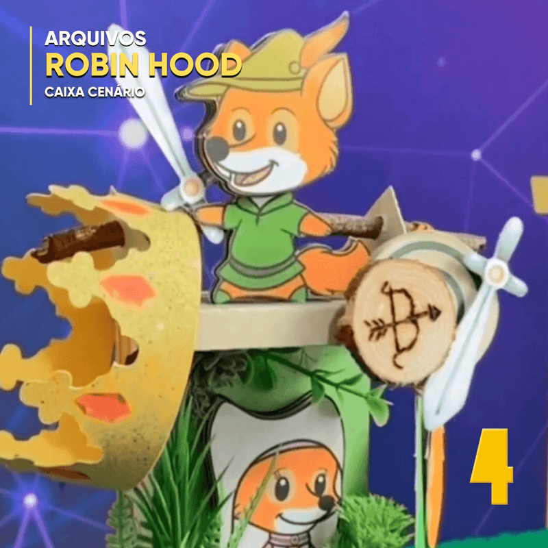 Caixa Robin Hood - Arquivo Digital para Recorte - Quatro Cambalhotas