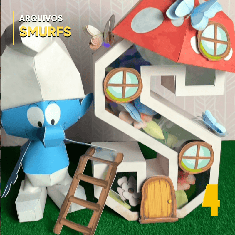 Caixa Os Smurfs - Arquivo Digital para Recorte - Quatro Cambalhotas
