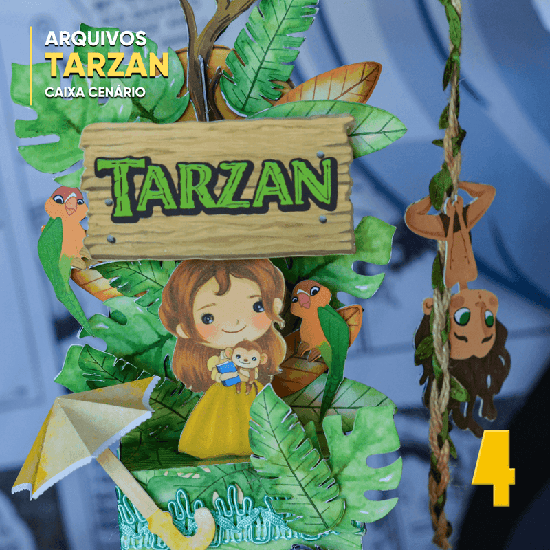 Caixa Tarzan - Arquivo Digital para Recorte - Quatro Cambalhotas