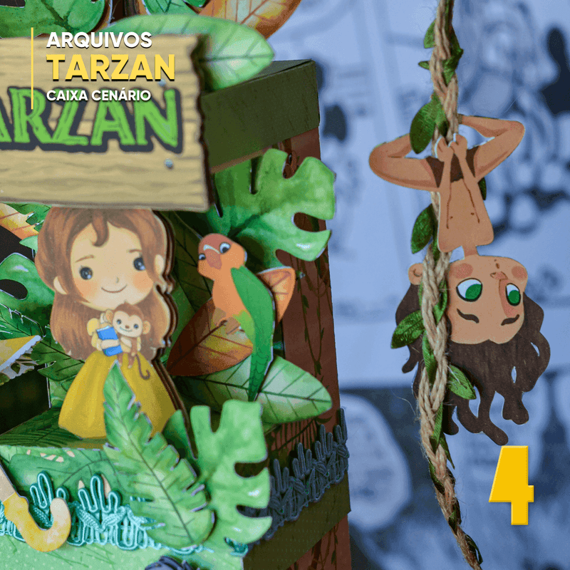 Caixa Tarzan - Arquivo Digital para Recorte - Quatro Cambalhotas