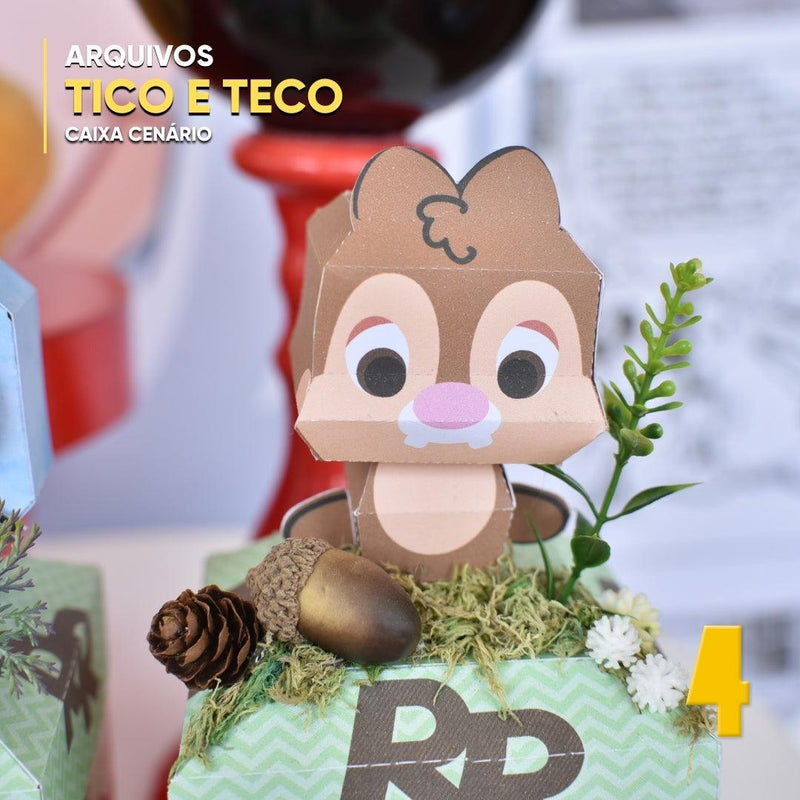 Caixa Tico e Teco - Arquivo Digital para Recorte - Quatro Cambalhotas