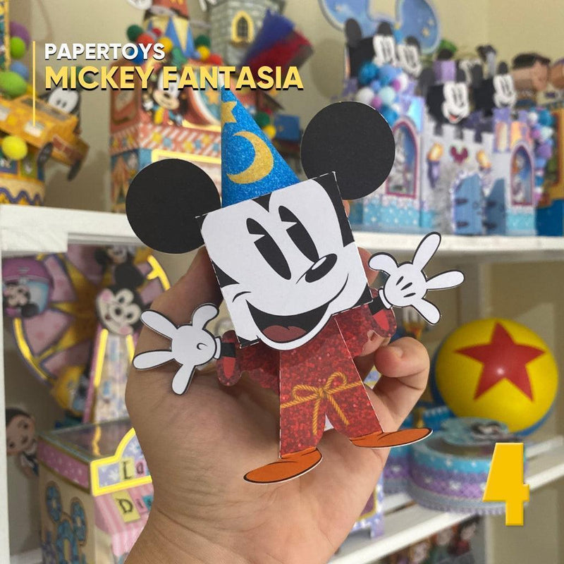 Papertoy Mickey Fantasia - Arquivo Digital para Recorte - Quatro Cambalhotas