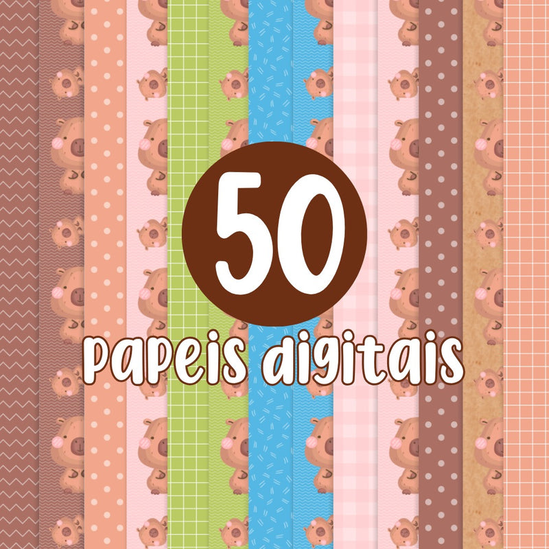 Capybara Digital Kit – Cliparts, Digital Papers and Fonts