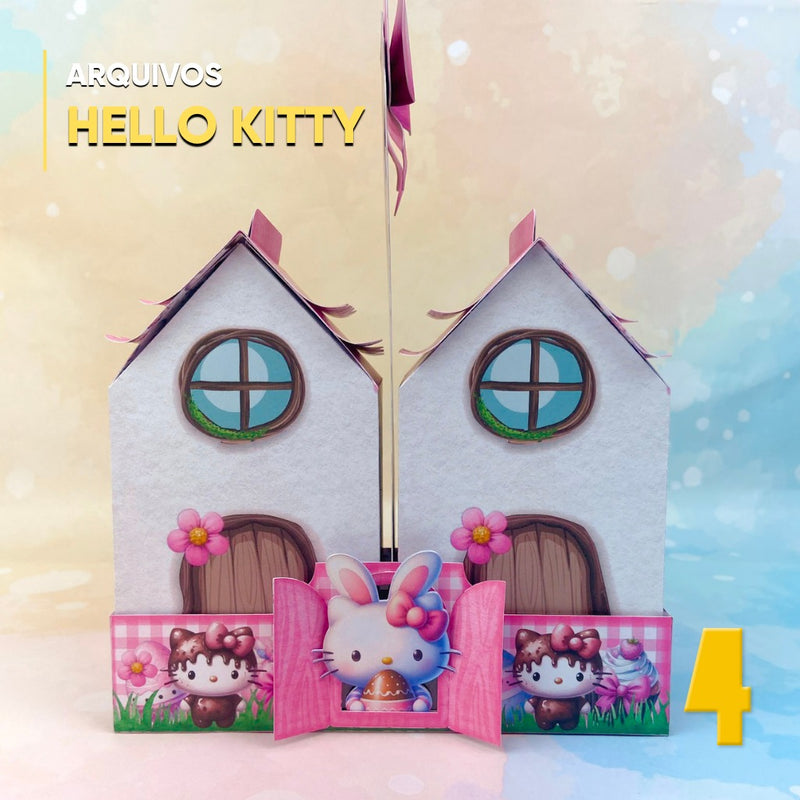 Caja Casa Hello Kitty Pascua - Archivo Digital para Recorte
