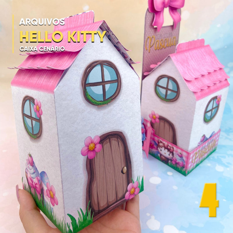 Caja Casa Hello Kitty Pascua - Archivo Digital para Recorte

