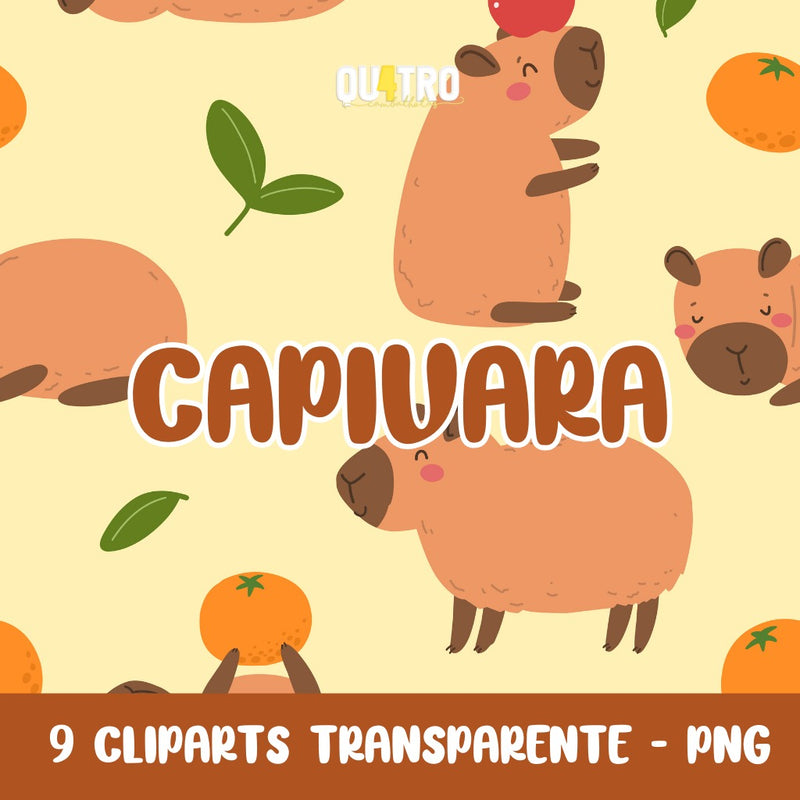 Cliparts Capibara – Kit Digital con 9 Ilustraciones