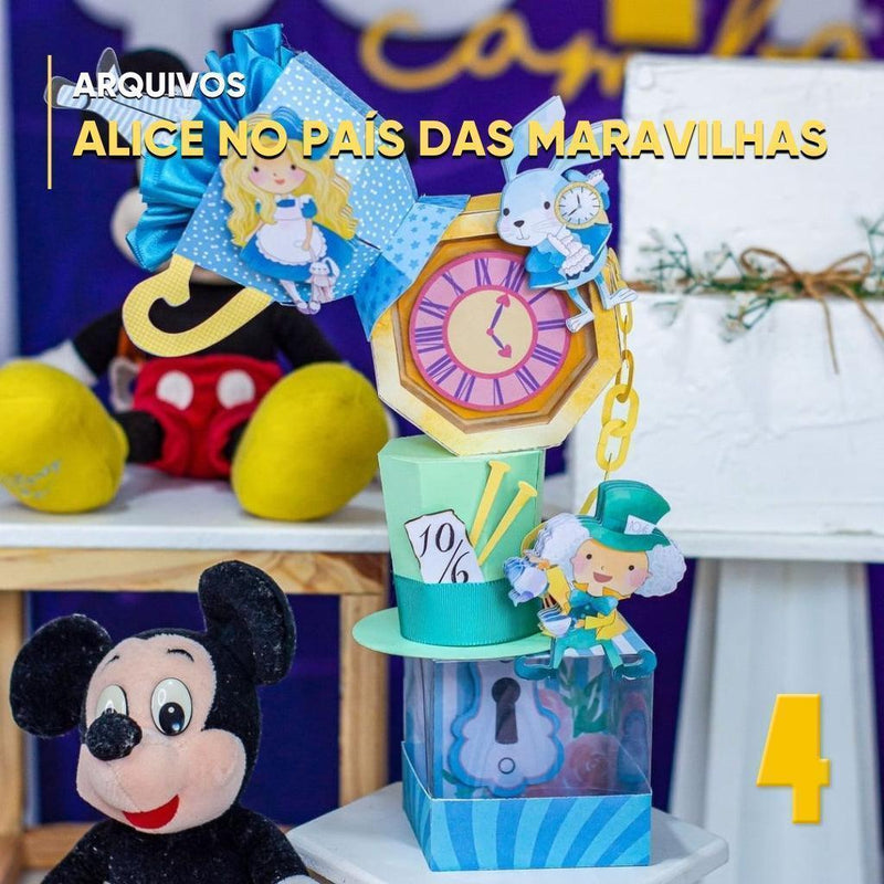 Caixa Alice no Pais das Maravilhas - Arquivo Digital para Recorte - Quatro Cambalhotas