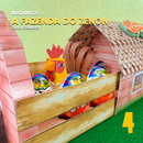 Vista lateral da bandeja A Fazenda do Zenon mostrando detalhes do design e personagens da fazenda