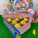 Bandeja Gnomeu e Julieta aberta com interior decorado e detalhes florais