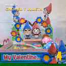 Bandeja Gnomeu e Julieta personalizada com tema romântico e design colorido em papelaria criativa