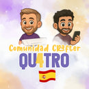  Banner promocional de la Comunidad Quatro con diseño vibrante y enfoque en creatividad, aprendizaje y conexión entre crafters de habla hispana