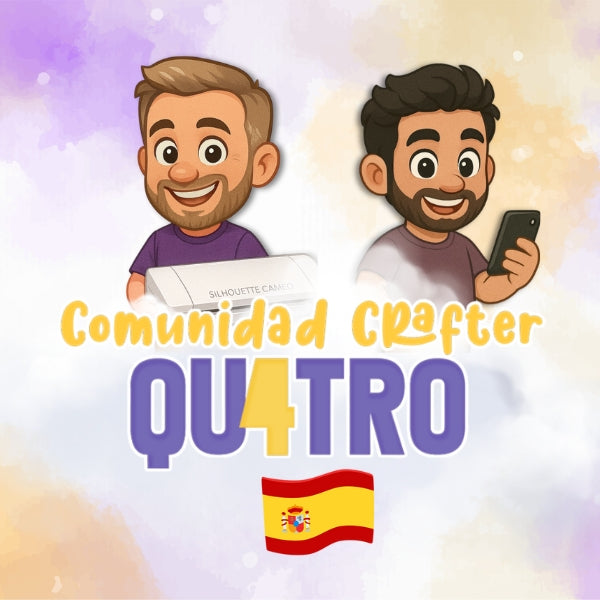  Banner promocional de la Comunidad Quatro con diseño vibrante y enfoque en creatividad, aprendizaje y conexión entre crafters de habla hispana
