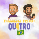 Banner promocional da Comunidade Quatro Brasil com design colorido e foco em criatividade, aprendizado e conexão entre crafters