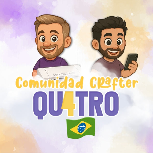 Banner promocional da Comunidade Quatro Brasil com design colorido e foco em criatividade, aprendizado e conexão entre crafters