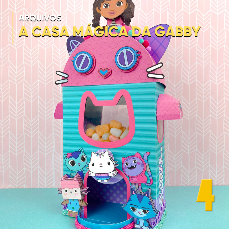 Caixa A Casa Mágica da Gabby personalizada com design colorido e personagens encantadores da série infantil