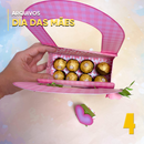 Detalhe superior da caixa bolsa florida destacando o fecho e o acabamento criativo