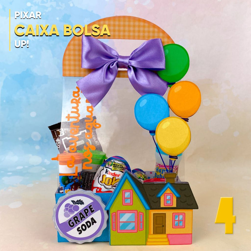 Caixa bolsa UP! Altas Aventuras personalizada com design colorido e tema inspirado no filme da Pixar