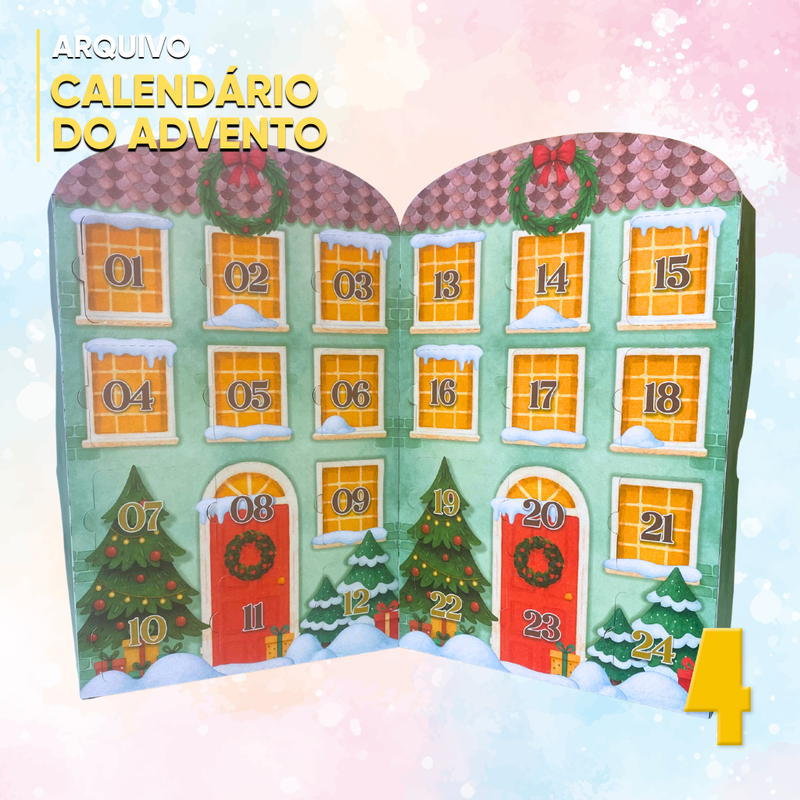 Caixa Calendário do Advento personalizada com design natalino e compartimentos numerados para cada dia de dezembro
