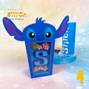 Detalhe superior da caixa cinema Lilo e Stitch destacando o acabamento e os elementos decorativos