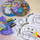 Detalhe frontal da caixa de atividades Divertida Mente com recortes precisos e acabamento artesanal