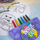 Vista lateral da caixa de atividades Divertida Mente mostrando os personagens e o design criativo