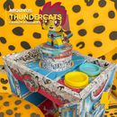 Detalhe frontal da caixa de atividades Thundercats com recortes precisos e símbolos icônicos da série