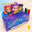 Caixa de colorir Guerreiras do K-Pop personalizada com tema vibrante e design inspirado na cultura pop coreana