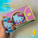 Caixa janela Hello Kitty personalizada com laço rosa e acabamento delicado
