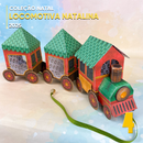 Caixa Locomotiva de Natal com design festivo e detalhes encantadores inspirados no espírito natalino