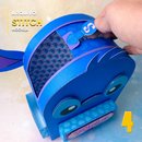 Detalhe superior da caixa mochila Lilo e Stitch destacando o fecho e os detalhes decorativos