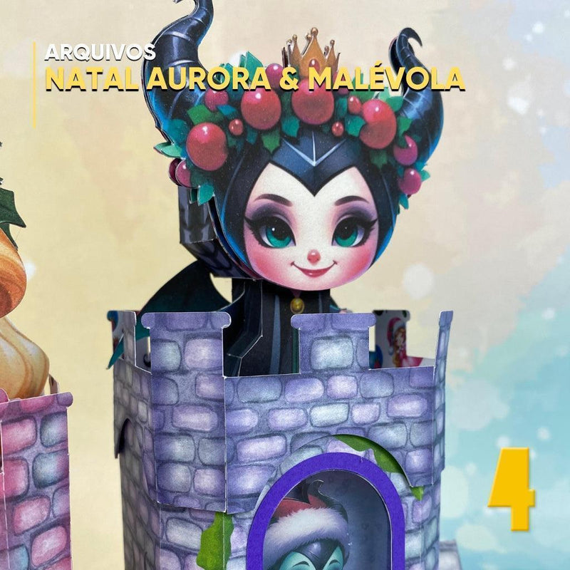 Caixa Natal Aurora e Malévola – Estampas