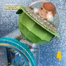 Detalhe frontal da caixa Os Jetsons com recortes precisos e cores vibrantes inspiradas na série