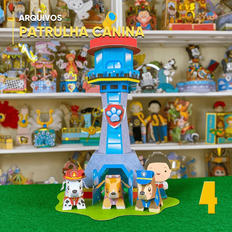 Caixa Patrulha Canina personalizada com design colorido e personagens do desenho infantil