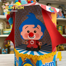 Caixa Plim Plim aberta com interior decorado e espaço para lembrancinhas