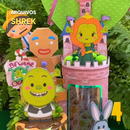 Caixa Shrek personalizada com tema do pântano e personagens icônicos do filme