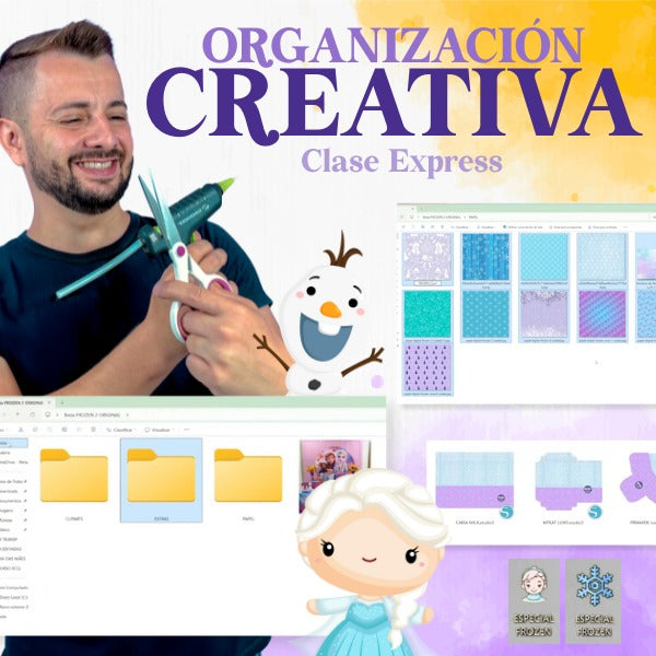 Clase Express Organización Creativa con consejos prácticos para ordenar materiales, archivos y proyectos de manualidades